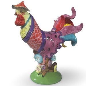 “Egg Foo Young" Ceramic Rooster Poultry in Motion Collection by Sharon Neuhaus